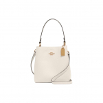 Coach Town 21 Metalinis Logotipas Įspaustas Pakabukas Poliruotas Akmens Tekstūros Odinis Kibiro Formos Rankinė Moteri&scaron;kos Rankinės Baltas 1011-IMOVG Basic Set (Bag+Dust Bag)