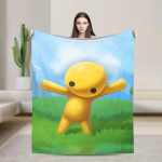 Wobbly Life Smėlio dėžės žaidimas Madingas pledas Animacinis Juokingas Flanelinis Mesti Madingas pledas Lovos patalynė Sofa Ne&scaron;iojamas Itin mink&scaron;tas &Scaron;iltas Antklodė Kvėpuojantis 150x200cm