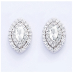 Les Tr&eacute;sors De Lily [J0180] - Boucles Argent 'D&eacute;esse' Blanc argent&eacute; (rhodi&eacute;) - 13x9 mm