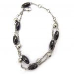 Les Tr&eacute;sors De Lily [K3403] - Bracelet Acier 'Roxane' noir argent&eacute;