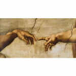 Garsus meno drobės paveikslas &bdquo;Adomo kūrimas&ldquo;, autorius Michelangelo. Plakatai ir spaudiniai svetainės sienų dekoravimui 20*40cm
