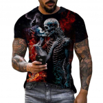 Vintažiniai mar&scaron;kinėliai vyrams Siaubo Undead Skull Pattern 3D Spausdinti trumpomis rankovėmis Madingi Dideli mar&scaron;kinėliai Vyri&scaron;ki laisvalaikio drabužiai S