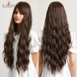 EASIHAIR ilgi tamsiai rudi vandens bangų sintetiniai perukai moterims natūralių plaukų perukai su ilgais kirpčiukais Daily Wigs kar&scaron;čiui atsparūs Cosplay
