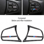 Vidinis anglies pluo&scaron;to vairo mygtukų lipdukai dangtelio apdaila, automobilio stilius, skirtas BMW F30 F31 F34 F45 F32 F33 F36 F22
