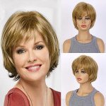 Trumpi tiesūs perukai Ombre Blonde Blonde Bob Wigs Moteri&scaron;kas sintetinis perukas su kirpčiukais Kasdien naudojamas Cosplay plaukų kar&scaron;čiui atsparus perukas aukso rudos spalvos