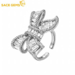 SACE GEMS Klasikinio vario lydinio cirkonio žiedas Moterų papuo&scaron;alai Vestuvių pažado vakarėlio dovana Open balta