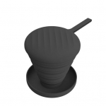 Silikono makiažo &scaron;epetėlio valymo dubenėlis, ne&scaron;iojamasis kosmetikos &scaron;epetėlio valiklis, &scaron;veitimo kilimėlis, sulankstomas pūkų laikiklis juoda