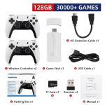 Žaidimų konsolėje yra įmontuota daugiau nei 20 000 klasikinių žaidimų, 4K HDMI TV i&scaron;vestis su dviem 2.4G belaidžiais valdikliais, 32G/64G/128GB nostalgi&scaron;ka žaidimų lazda. 128GB