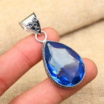 Tanzanito brangakmenis 925 prabos sidabro papuo&scaron;alai rankų darbo pakabukas vestuvių dovanai 2 Inches mėlyna