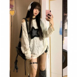 Grunge Hole mar&scaron;kinėliai Moteri&scaron;ki mados žvaigždžių spausdinimas Y2k esteti&scaron;ki laisvi mar&scaron;kinėliai Kpop Fairycore plė&scaron;yti mar&scaron;kinėliai Harajuku gotikiniai gatvės drabužiai S balta