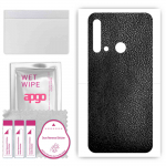 apgo Protective Skin Sticker for the back compatible with Huawei nova 5i, Wrap Film, Foil, Vinyl - Pattern Black Leather