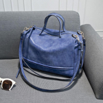 PU odinė rankinė moterims Prabangus Madingas pečių krep&scaron;ys Moteri&scaron;kas krep&scaron;ys Vintage Trend Didelės talpos Crossbody Boston krep&scaron;ys 33x13x23cm mėlyna