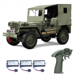 Nuotolinio valdymo automobilis, 2,4 GHz 4WD visureigė vik&scaron;rinė transporto priemonė su &scaron;viesos drobiniu dangteliu, 1:10 Visi 3 Battery