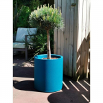 Bac &agrave; fleurs rond RIVIERA GRANIT - Plastique - Diam&egrave;tre 50 cm - Bleu
