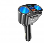 Automobilinis lizdo skirstytuvas įkroviklis Dvigubas USB QC 3.0 Greitasis įkrovimas 12V Automobilinis FM siųstuvas Bluetooth Laisvų rankų skambinimo lizdai juoda