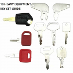 10 VNT. Sunkiosios statybinės technikos užvedimo raktų rinkinys JD Case Komatsu Caterpillar