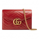 Gucci GG Marmont Raudonos Odos Zigzagu Dygsniuota Mini Grandinėlės Crossbody Rankinė Moterims Kasdieniam Naudojimui Basic Set (Bag+Dust Bag)