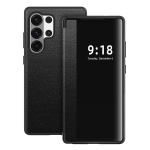 Verslo prabangus atverčiamas odinis dėklas, skirtas Samsung Galaxy S26 Ultra S26 S25 S24 S23 Plus, su LED ekrano langeliu, atsparus smūgiams apsauginis dangtelis Galaxy S25+ juoda