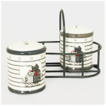 Les Tr&eacute;sors De Lily [A1194] - Set poivre et sel 'Chats' gris blanc (f&eacute;lins pour l'autre) - 12x6 cm pilka