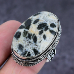 Black Seraphinite Gemstone Handmade 925 Sterling Silver Jewelry Ring Size 9 q6g88