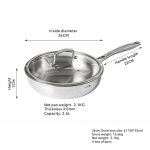 Trisluoksnė nerūdijančio plieno keptuvė su dangčiu 10/11 colių Didelės keptuvės Indukcinė &scaron;efo keptuvė, Virtuvės indai Nelipni
