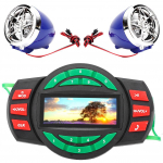 Vandeniui atsparus LCD motociklo MP3 grotuvas su BT FM radijo garsiakalbiu ir telefono įkrovimu