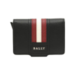 Bally Minimalistinis Dryžuotas Sulankstomas Odinis Kortelių Dėklas Vyri&scaron;kas Piniginė Juoda 6227969 Basic Set (Bag+Dust Bag)
