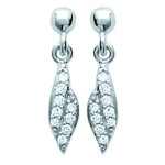 Les Tr&eacute;sors De Lily [J0063] - Boucles Argent 'D&eacute;esse' blanc argent&eacute; (rhodi&eacute;) - 18x4 mm