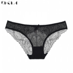DKGEA Sexy Underwear Moteri&scaron;kos kelnaitės Permatomos nėriniuotos kelnaitės žemo auk&scaron;čio M juoda