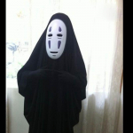 No Face Man Spirited Away Cosplay kostiumas su kauke pir&scaron;tinės Helovino kostiumui Anime Miyazaki Hayao beveidis apsiaustas m