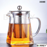BORREY kar&scaron;čiui atsparus stiklinis arbatinukas su nerūdijančio plieno arbatos infuzijos filtru, gėlių arbatos virduliu Kung Fu arbatos rinkinys Puer Oolong arbatinukas 350Ml