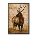 Retro karo stiliaus dekoratyviniai gyvūnai elniai drobės tapyba Meno spaudinys Plakatas sienų tapyba Namų miegamojo sienų apdaila 21x30cm No Frame