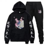 Prekės ženklo Hoodies Pants Suit Japonijos Anime Attack on Titan Sportswear Vyrai Moterų Streetwear Megztiniai Sportiniai kostiumai Laisvalaikiai sportiniai kostiumai