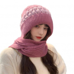 Moteri&scaron;ka žieminė kepurė Megzta Stora Spalva Blokas Atsparus Vėjui &Scaron;iltas Mink&scaron;tas Ausų Apsauga Pliu&scaron;inis Kamuoliukų Dekoras Elastingas Neslystantis Beanie Scarf Combo Moteri&scaron;kas kepuraitė pilka