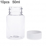 10 vnt. 50 ml cheminių medžiagų buteliukas skaidrus vandeniui atsparus plastikinis piliulių buteliukų dangtelis chemikalų skysto kremo piliulei 10pcs gryna