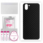 apgo Protective Skin Sticker for the back compatible with Sharp Aquos R2, Wrap Film, Foil, Vinyl - Pattern Carbon Black