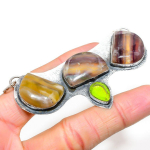 Natural Fluorite, Peridot Gemstone 925 Sterling Silver Pendant 2.36 i2g43