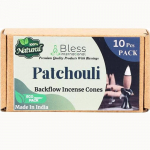 Bless-International Pačiulis-100%-Natūralūs-Smilkalai-Atgalinio srauto kūgeliai-Kriokliui Rankų darbo-Organiniai-Be cheminių medžiagų-Apsivalymui-Atsipalaidavimui- Pack of 10 Cones