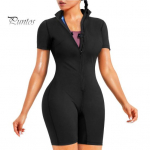 Sportinis prakaito &scaron;liaužtinukas su užtrauktuku Užsegamas stovas apykaklė Saunos kostiumas trumpomis rankovėmis, kalorijų deginimas treniruotėms, prakaito kostiumas auk&scaron;to elastingumo juosmeniu L