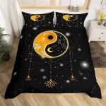 Juoda ir balta paklodės užvalkalų komplektas Bohemi&scaron;kas mandalos patalynės komplektas Vaikams Vaikas Yin ir Yang Poliesterio antklodės užvalkalas Karali&scaron;ko dydžio EU Single 135x200cm