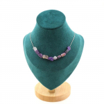 Pierres et Min&eacute;raux. Collier 10 perles Charoite de Russie. Chaine en acier inoxydable Collier femmes, hommes. Taille personnalisabl