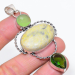 Swiss Green Opal, Peridot Handmade 925 Sterling Silver Pendant 3.03 j1c23