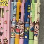 6 vnt. Mielas animacinis Labubu gelinis ra&scaron;iklis Kawaii 0,5 mm juodas ra&scaron;alas paspaudžiamas ra&scaron;iklis mokyklinės prekės mergaitei ir vaikui kanceliarinės dovanos ONESIZE