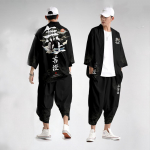 Dviejų dalių kostiumas plius dydis laisvi japoni&scaron;ki megztiniai, moteri&scaron;ki vyri&scaron;ki Cosplay Yukata drabužiai Harajuku + kelnių rinkiniai XXXXXXL