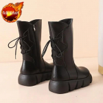 Vidutinio auk&scaron;čio kulnas Moteri&scaron;ki pusiau auk&scaron;ti batai Apvalus pir&scaron;tas Didelis dydis &Scaron;iltas batas Demisezoniniai Darbiniai Moteri&scaron;ki Vidutinio ilgio batai Gyaru Goth Pu Cosplay 40