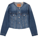 Levis SS24 Vasaros Kolekcija Viens Mygtukas Dizainas Apvali Kaklo Ilgio Džinsinė Striukė Moteri&scaron;kos Striukės Tamsiai Mėlyna 001C1-0001 S