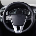 &bdquo;Pasidaryk pats&ldquo; originalus automobilio vairo dangtelis, skirtas &bdquo;Volvo V40 XC60 S60 LV60 S80L&ldquo;, juoda odinė pynė vairui Smooth black