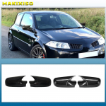 2PCS Carbon Fiber Car Side Door Rear View Mirror Cover Cap Add on For Renault Megane 2 MK2 2002-2009 Car Bright black