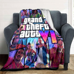 1 vnt. Grand Theft Auto mink&scaron;tas flanelinis pledas su dizainerio spauda. Jaukus pledas visais metų laikais, puikiai tinkantis ant sofos, lovos, biure 130x150cm gray