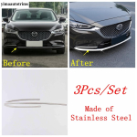 Nerūdijančio plieno priedai Mazda 6 - 2024 m. Automobilio priekinio buferio lūpa, variklio dangčio vidurinė apatinė grotelių tinklelio juostelė, dekoratyvinis dangtelis Model A black